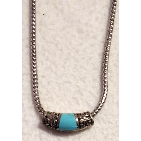 Lot 3 Faux Turquoise Necklaces Silvertone Choker Toggle Fringe Western Boho - Picture 7 of 10